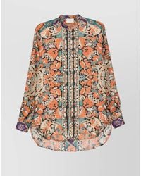 Pierre Louis Mascia - Silk Paisley Print Mandarin Collar Long-Sleeve Shirt - Lyst