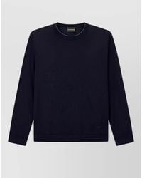 Emporio Armani - Virgin Wool Fine-Knit Logo-Embroidered Crew-Neck Sweater - Lyst