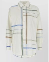 Bottega Veneta - Embroidered Checked Cotton Shirt - Lyst