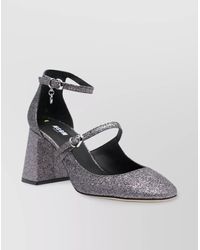 MSGM - Glitter Logo-Charm 90Mm Block-Heel Pumps - Lyst
