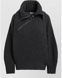 The Attico - Cashmere Wool Ribbed Asymmetric Zip Turtleneck Jumper - Lyst
