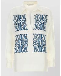 Max Mara - Silk Filtro Blouse Button Cuffs Embroidery - Lyst