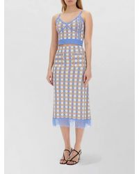Baum und Pferdgarten - Checkered Midi Dress Fringe Hem Spaghetti Straps - Lyst