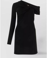Saint Laurent - Asymmetric Knotted One-Sleeve Mini Dress - Lyst