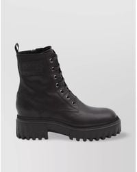 Hogan - Smooth Leather Combat Boots - Lyst