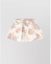 Ganni - Floral-Print Denim Mini Skirt - Lyst
