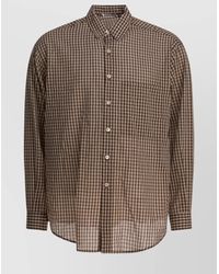 AURALEE - Long Sleeve Checked Button-Down Shirt - Lyst