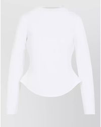 Alaïa - Boat Neck Long Sleeve Cotton T-Shirt - Lyst