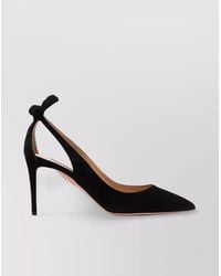 Aquazzura - Suede Leather Bow Detail Cutout Pumps - Lyst