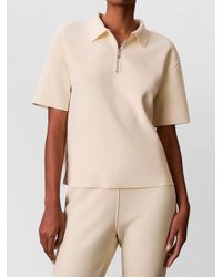 Calvin Klein - Short Sleeve Polo Collar Zip Top - Lyst