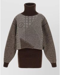 MM6 by Maison Margiela - Wool Jacquard High Neck Mini Sweater Dress - Lyst