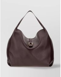 Ferragamo - Calf Leather Shopping Bag With Buckle Detail - Lyst