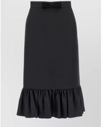 Valentino Garavani - Crepe Couture Skirt With Ruffled Hem And Bow Detail - Lyst