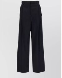 Lanvin - Cotton Pleated Wide-Leg Trousers - Lyst