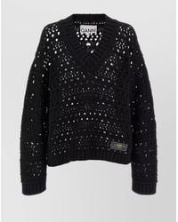 Ganni - Crochet V-Neck Jumper - Lyst