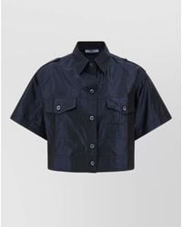 Prada - Cropped Silk Taffeta Shirt Short Sleeves - Lyst