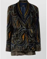 Etro - Printed Velvet Single Breasted Coat - Lyst