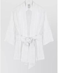 120% Lino - Linen Kimono Jacket Belted Waist Design - Lyst