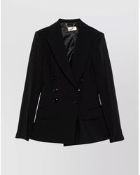 Elisabetta Franchi - Double-Breasted Jacket With Belted Waist - Lyst