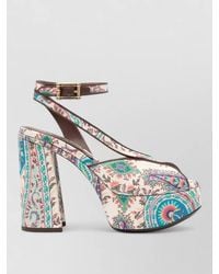 Etro - Paisley Block Heel Platform Ankle Strap Sandals - Lyst
