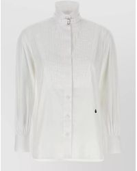 McQueen - Tuxedo Shirt Embroidered High Collar Pleated - Lyst