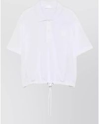 Moncler - Cotton Cropped Short-Sleeve Polo Shirt - Lyst