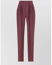 Saint Laurent - High Waist Tailored Silk Habotai Trousers - Lyst