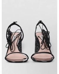 Miu Miu - Patent Leather Lace-Up Sandals - Lyst
