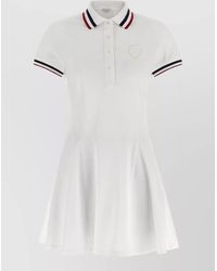 Brunello Cucinelli - Logo Embroidery Cotton Mini Dress - Lyst
