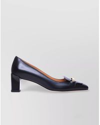 Tod's - Leather Square-Toe Block-Heel Pumps - Lyst