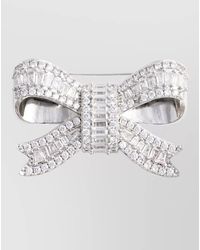 Self-Portrait - Crystal-Embellished Bow Brooch - Lyst