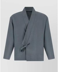 KENZO - Wool Wrap V-Neck Kimono Blazer - Lyst