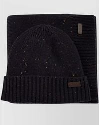 Barbour - Wool Blend Knitted Scarf And Beanie Set - Lyst