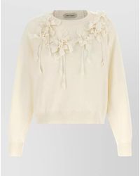 Alberta Ferretti - Flower Knit Crew Neck Sweater - Lyst