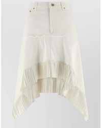 Sacai - Paneled Asymmetric Pleated Midi Denim Skirt - Lyst