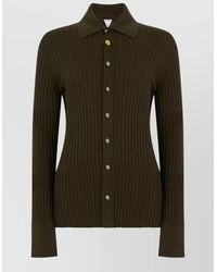 Bottega Veneta - Silk Cashmere Ribbed Knit Long Sleeve Shirt - Lyst