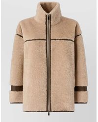 Pinko - Contrast Panel Faux Shearling Coat - Lyst