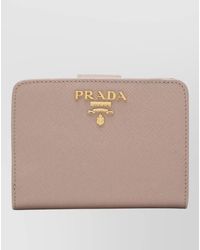Prada - Logo Compact Wallet Cardholder Snap Button - Lyst