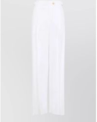 Elisabetta Franchi - Linen High-Rise Wide-Leg Trousers - Lyst