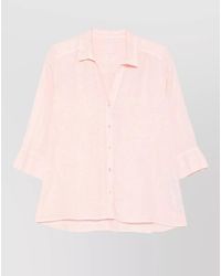 120% Lino - Linen Shirt Long Sleeve V Neck - Lyst