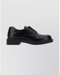 Prada - Polished Finish Leather Lace-Up Loafers - Lyst