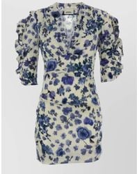 Isabel Marant - Doris Stretch Silk Dress Floral Ruffles Mini - Lyst