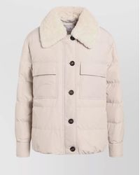 Brunello Cucinelli - Light Jacket With Fur Collar - Lyst