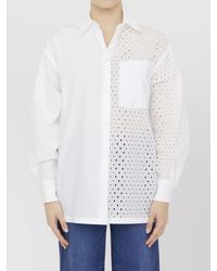 KENZO - Broderie Anglaise Cotton Shirt - Lyst
