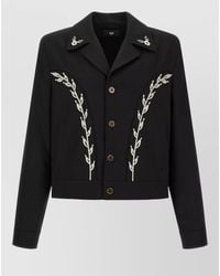 Amiri - Embroidered Cropped Single Breasted Jacket - Lyst