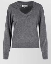 Maison Margiela - Twist Virgin Wool V Neck Sweater - Lyst