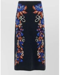 FARM Rio - Floral Intarsia High-Rise Midi Knit Skirt - Lyst