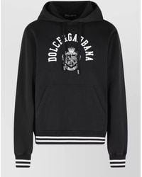 Dolce & Gabbana - Cotton Hoodie Hood Kangaroo Pocket Ribbed Hem - Lyst