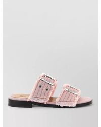 Ganni - Denim Fringed Sandals - Lyst