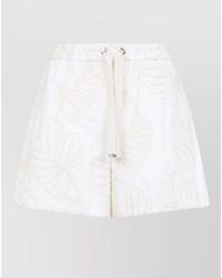Moncler - Cotton Bermuda Shorts Floral Embroidery - Lyst